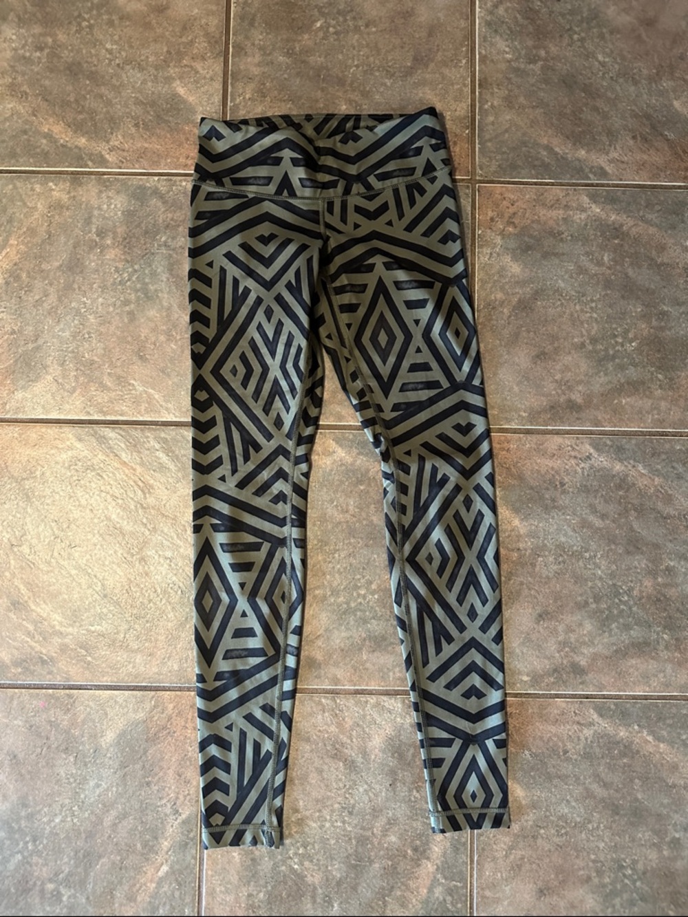 lululemon athletica Olive & Black Geometric High-Rise Leggings
